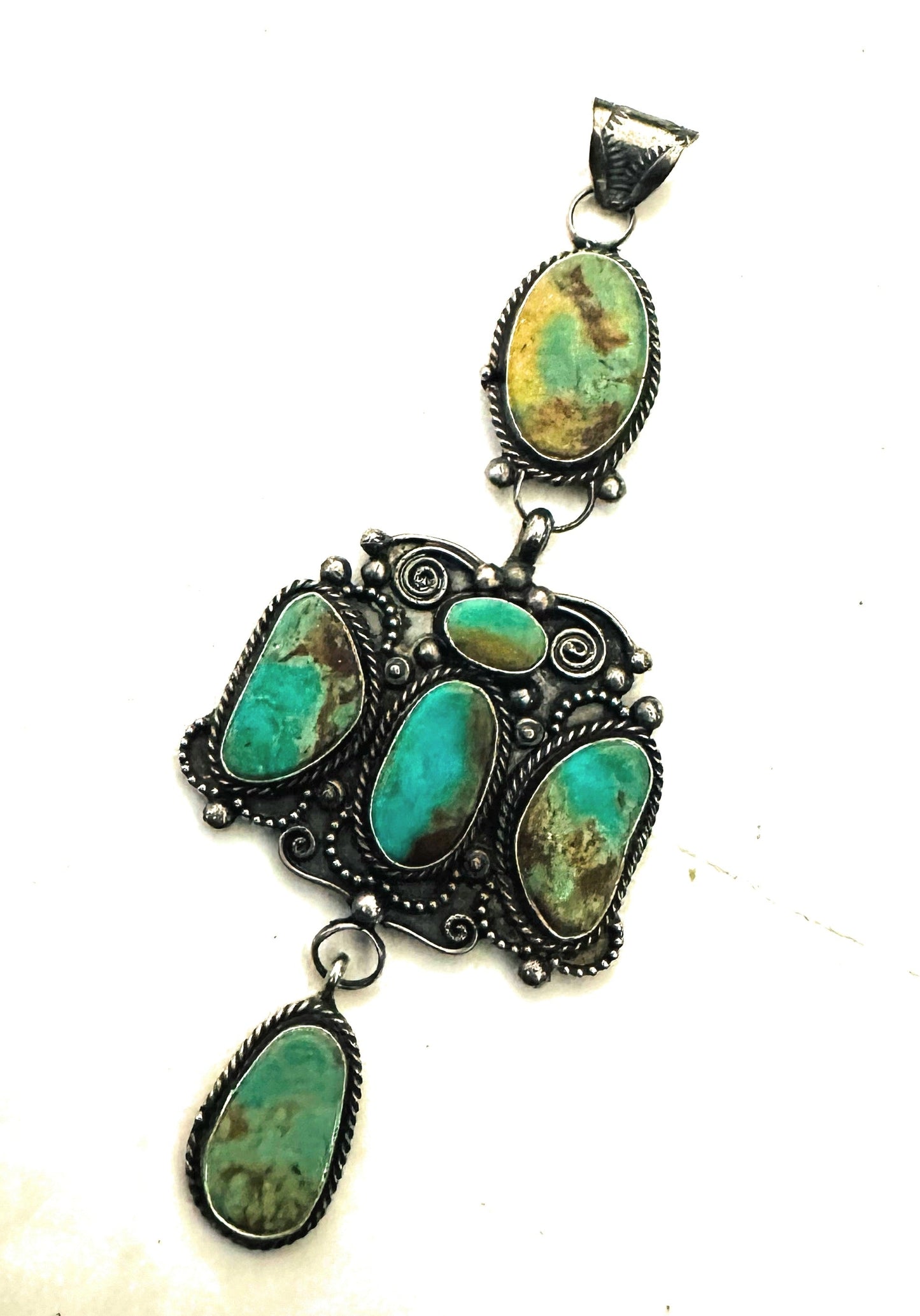 Navajo Royston Turquoise and Sterling Silver Pendant by Jacqueline Silver