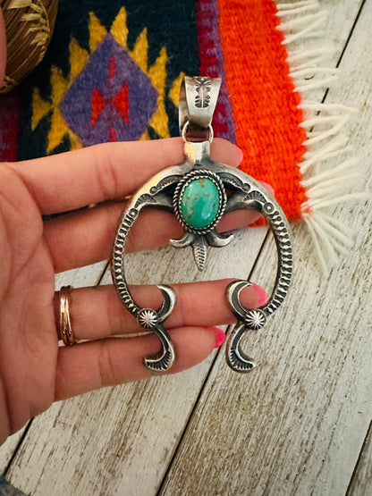 Navajo Turquoise & Sterling Silver Naja Pendant