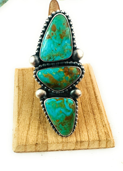 Navajo Royston Turquoise & Sterling Silver Adjustable Ring by Ernest Begay