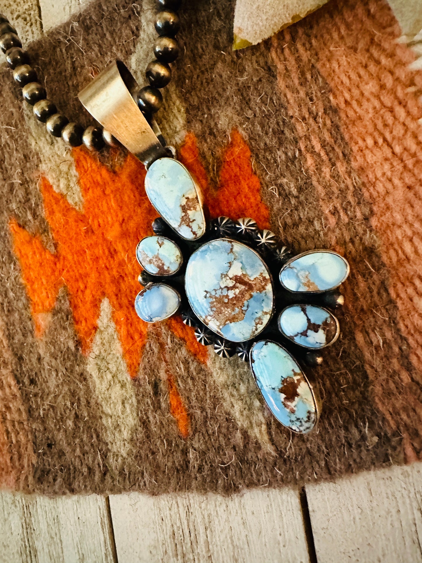 Navajo Golden Hills Turquoise & Sterling Silver Pendant by Paul Livingston