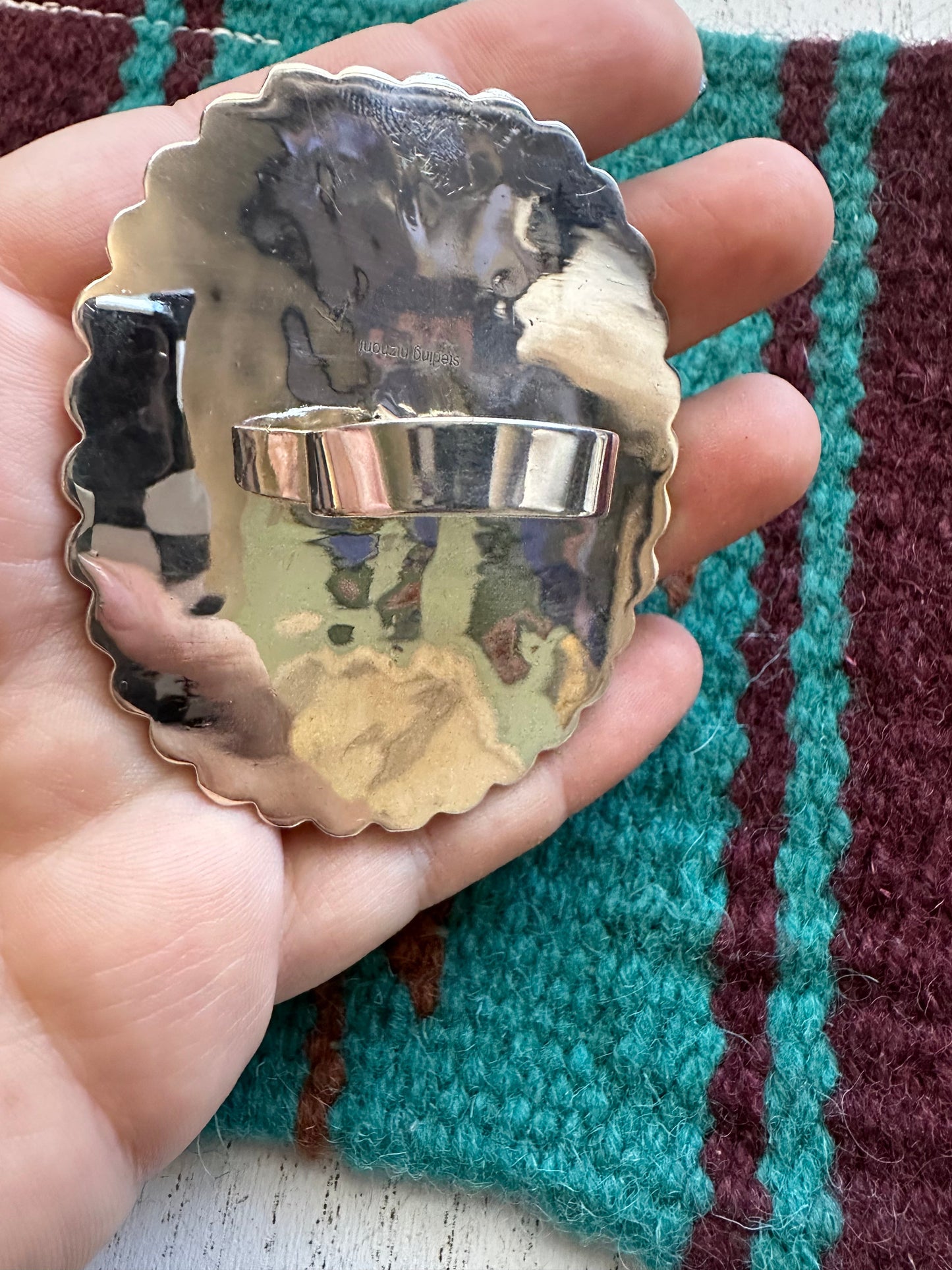 “Desert Roads” Mother of Pearl, Black Onyx & Sterling Silver Adjustable Ring