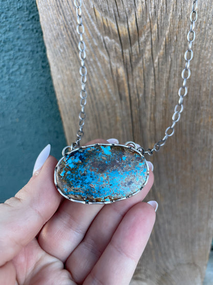 Navajo Carico Lake Turquoise And Sterling Silver Necklace By Emer Thompson