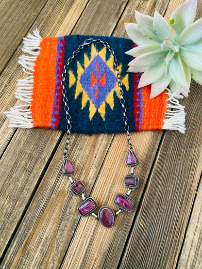 Navajo Sterling Silver & Purple Spiny Necklace by Paul Livingston