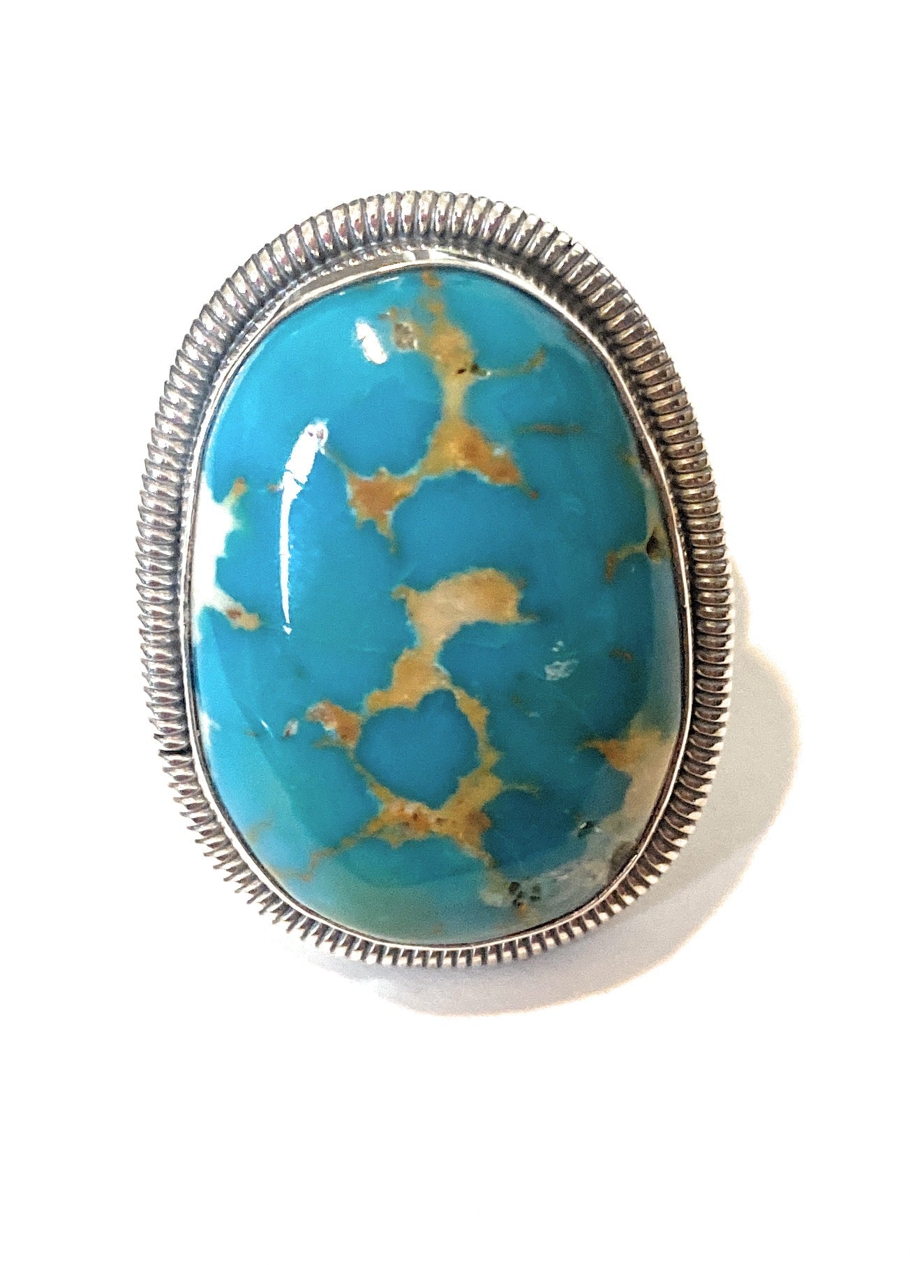 Navajo Gold Canyon Turquoise & Sterling Silver Adjustable Ring by Wydell Billie