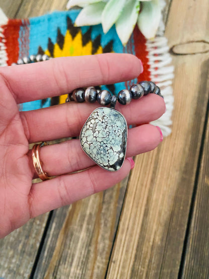 Navajo Sterling Silver & Turquoise Beaded Necklace