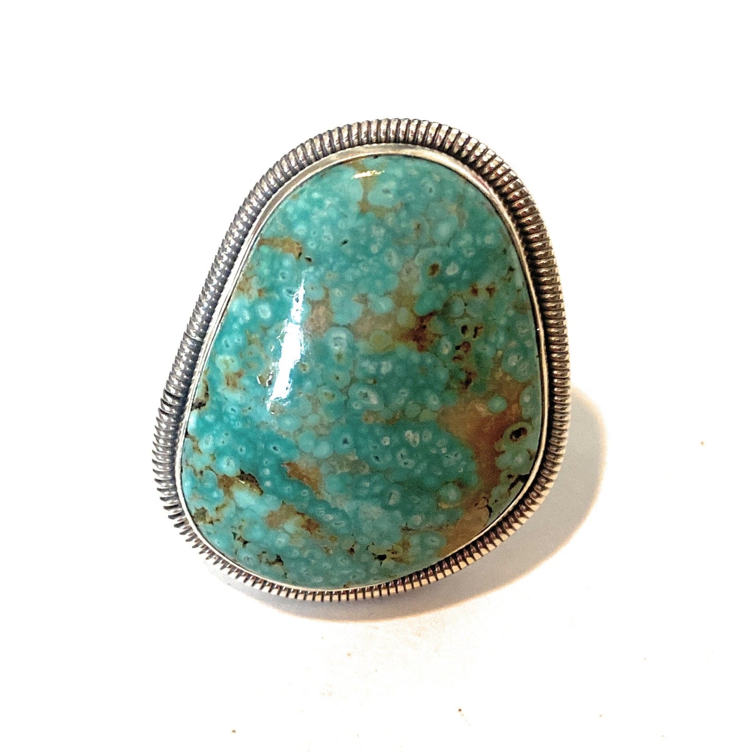 Navajo Gold Canyon Turquoise & Sterling Silver Adjustable Ring by Wydell Billie