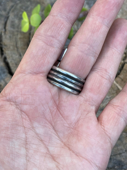 Navajo Sterling Silver Kingman Web Turquoise Adjustable Ring Artist Abel Toledo