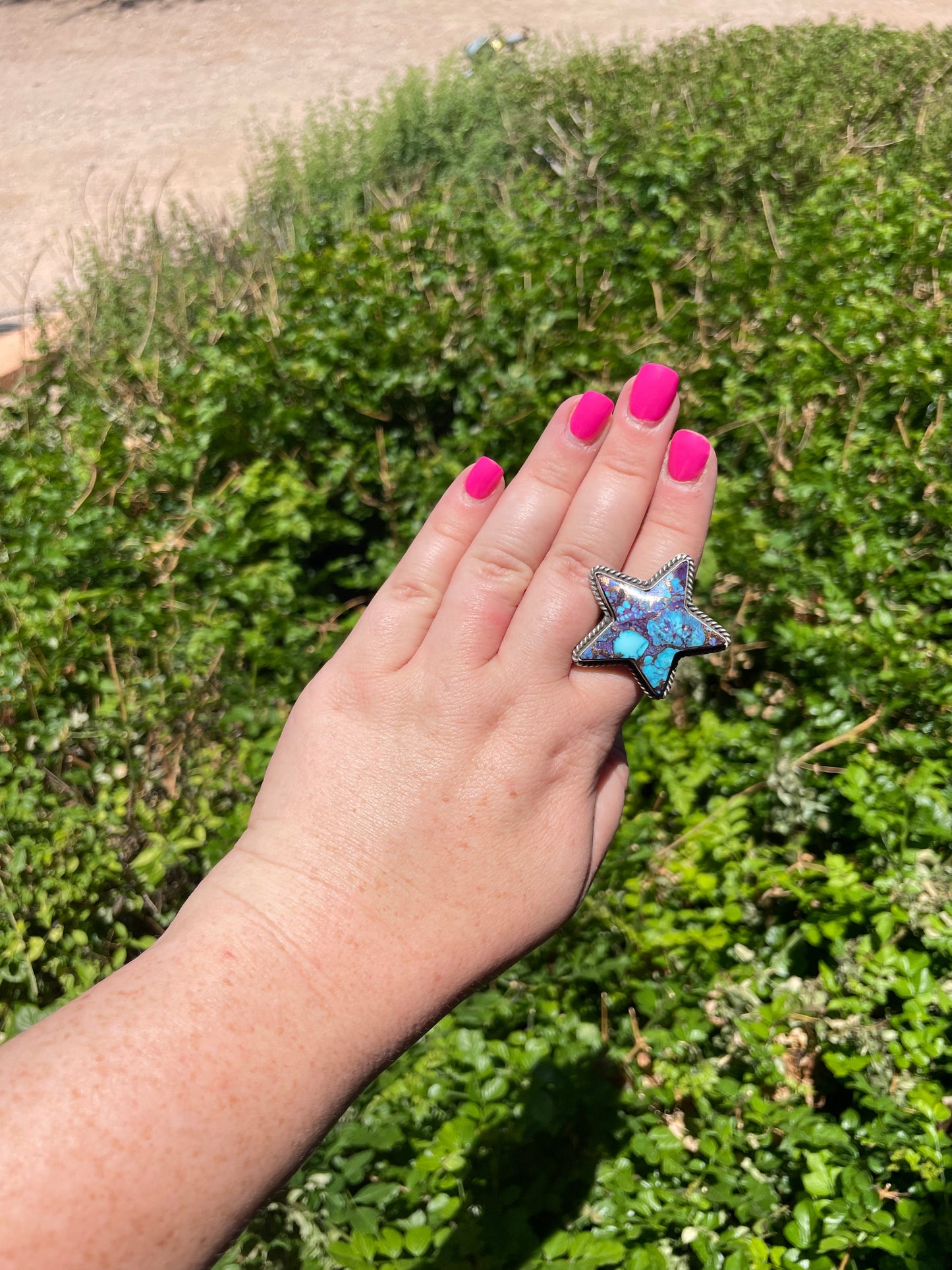 Navajo Purple Dream And Sterling Silver Star Adjustable Ring