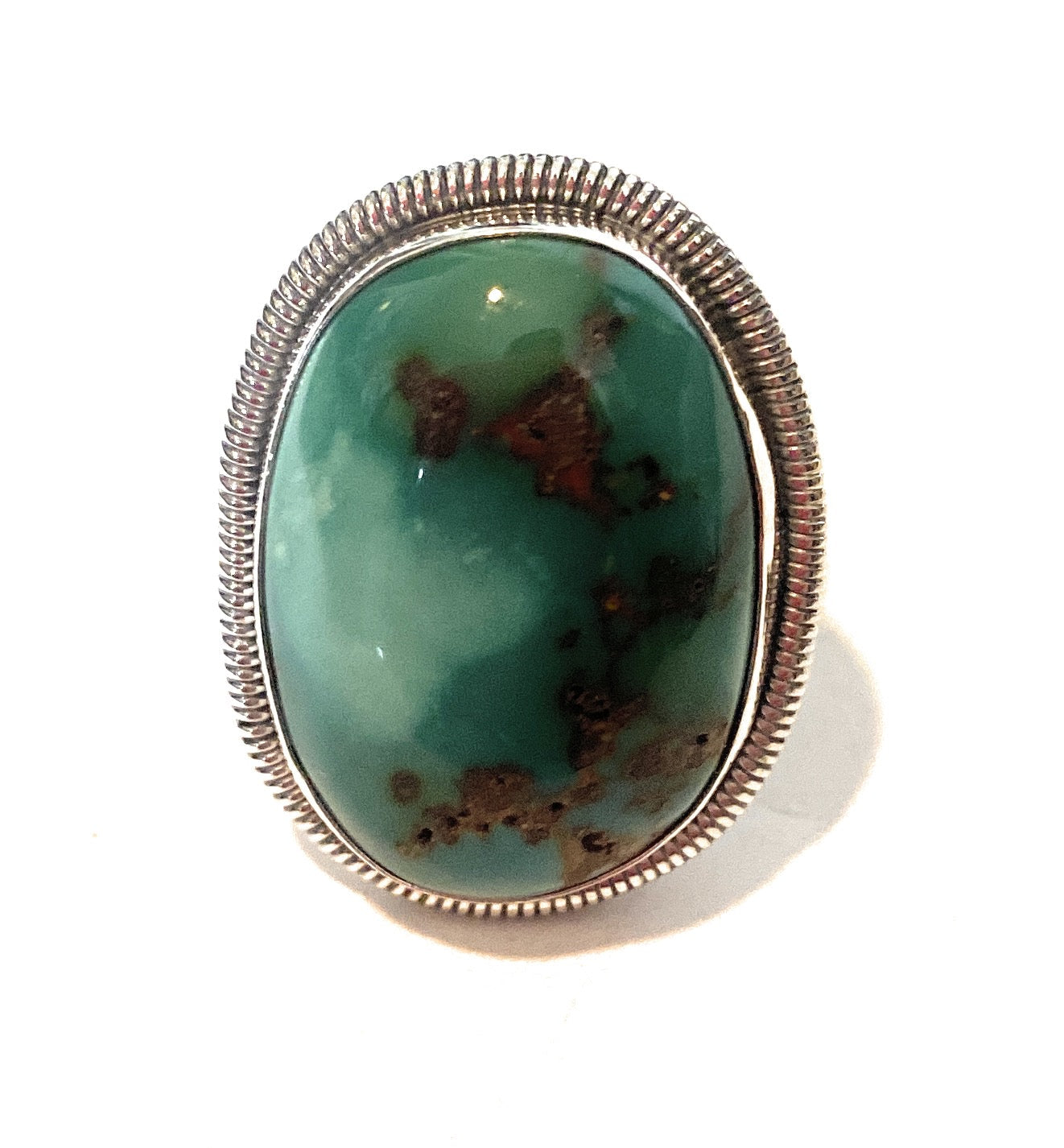 Navajo Gold Canyon Turquoise & Sterling Silver Adjustable Ring by Wydell Billie