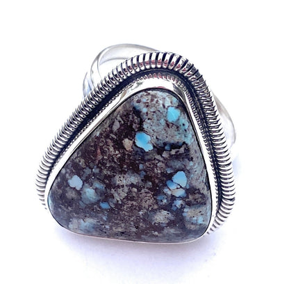 Navajo Golden Hills Turquoise & Sterling Silver Adjustable Ring by Wydell Billie