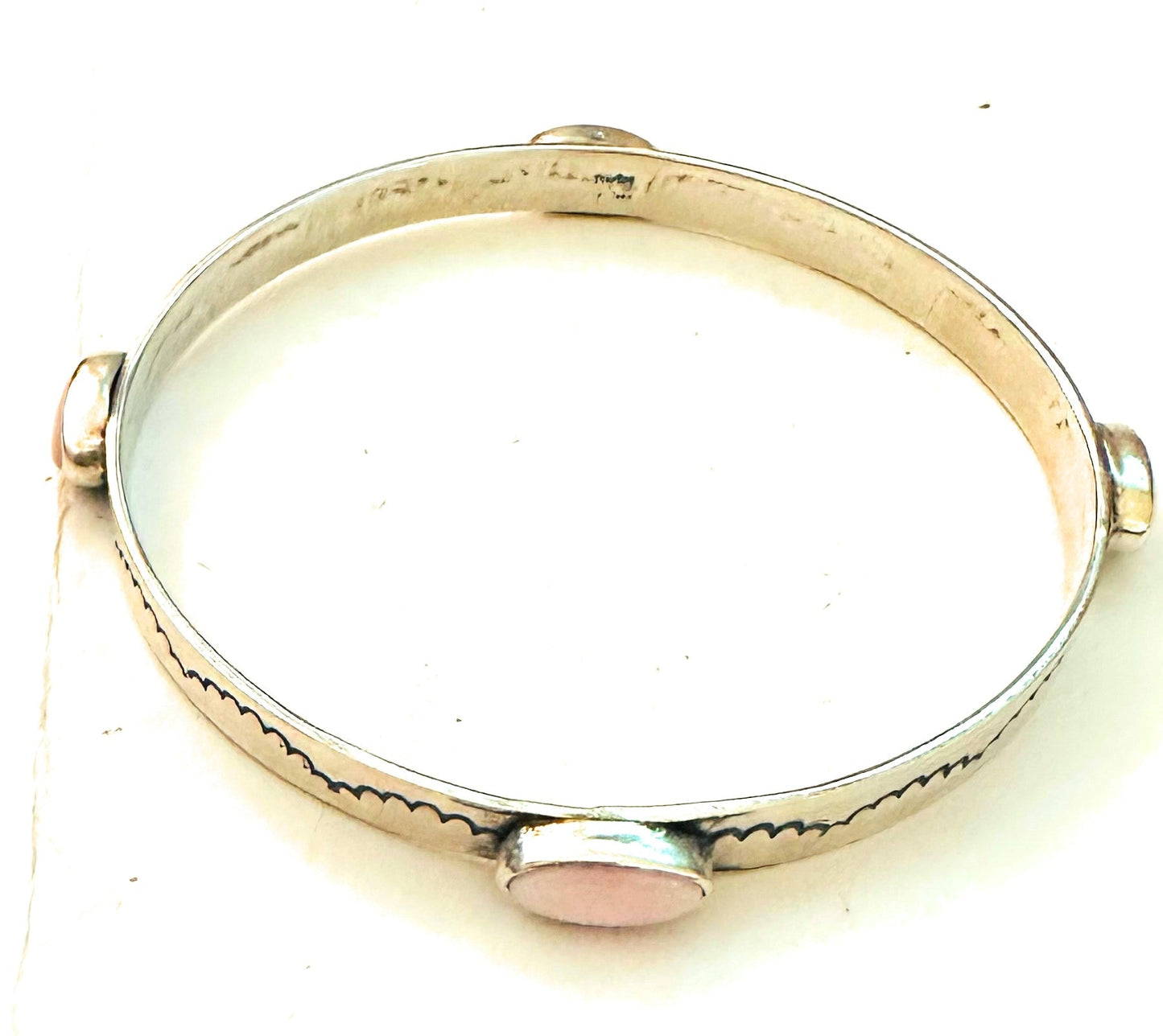 Navajo Queen Pink Conch Shell & Sterling Silver Bangle Bracelet