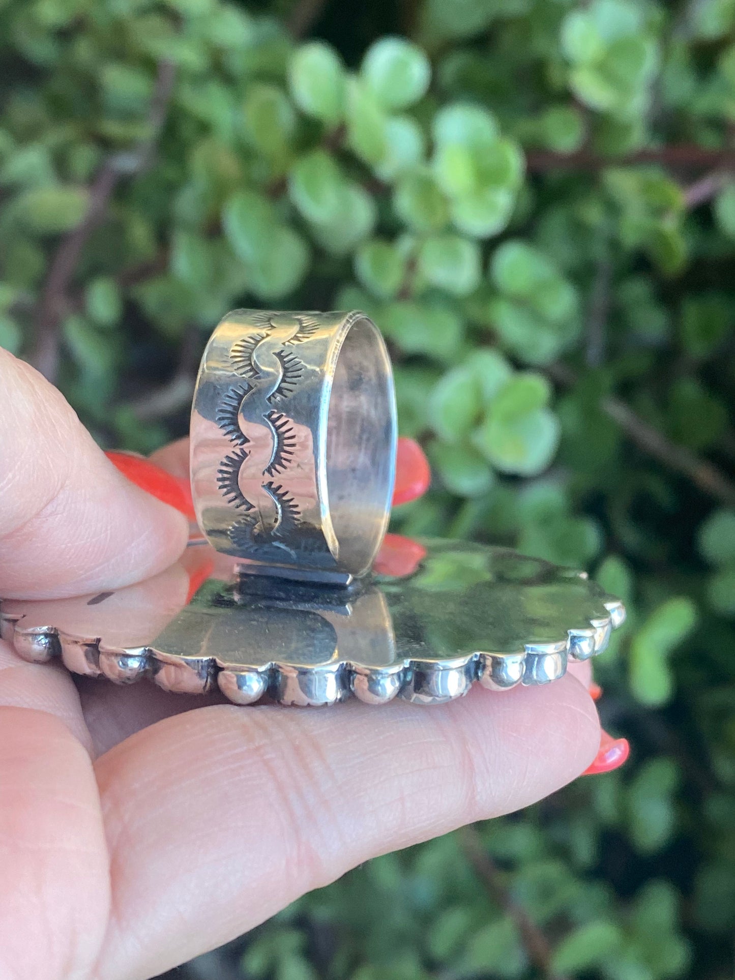 Navajo Mother Of Pearl And Sterling Silver Adjustable Ring