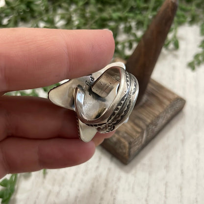 Navajo Orange Dream And Sterling Silver Star Adjustable Ring