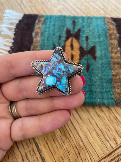 Navajo Purple Dream And Sterling Silver Star Adjustable Ring