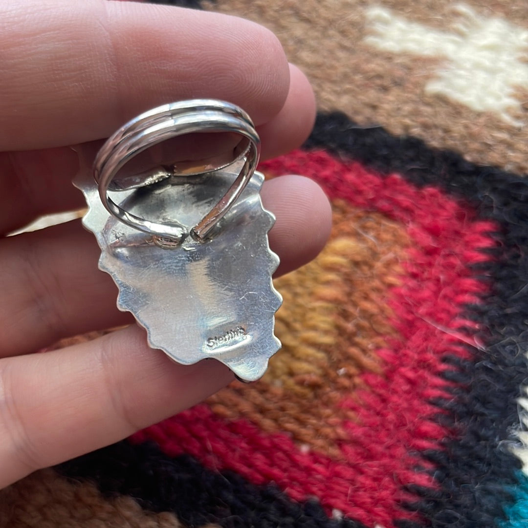 Navajo Sterling Silver & White Buffalo Cluster Ring