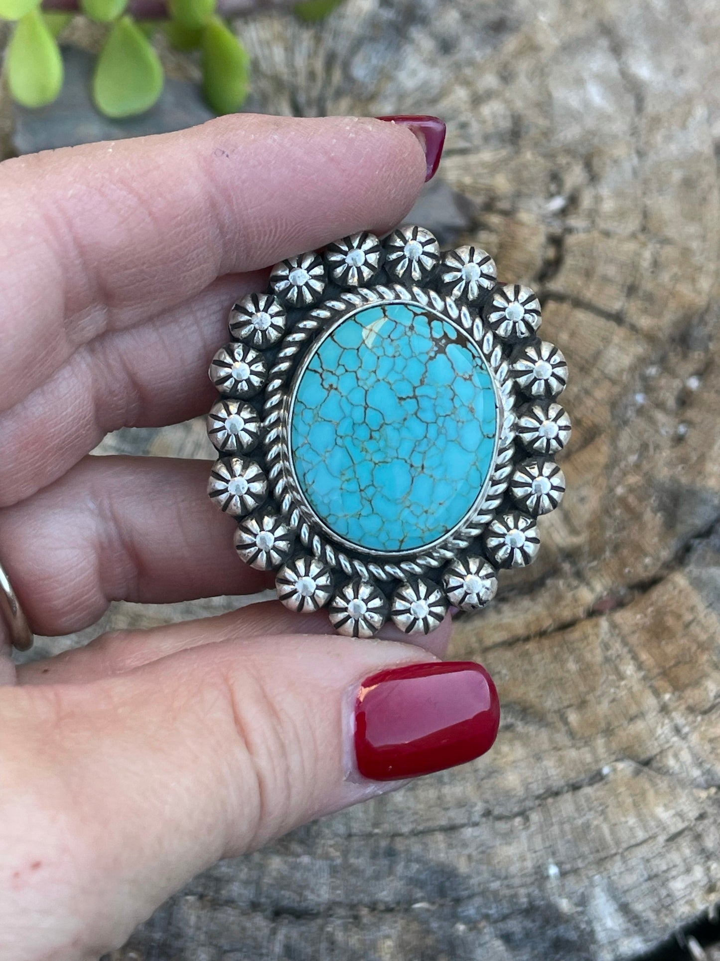 Navajo Sterling Silver Kingman Web Turquoise Adjustable Ring Artist Abel Toledo