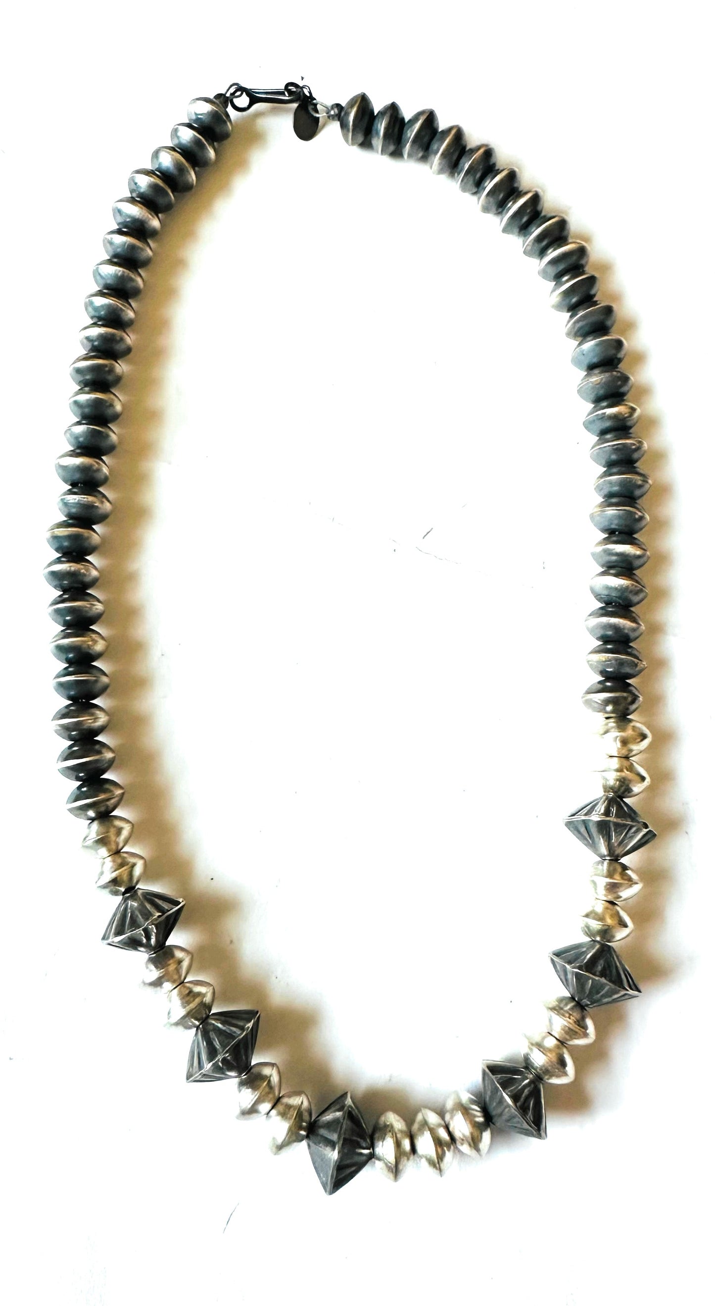 Navajo Sterling Silver Pearl Beaded Necklace 18”