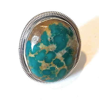 Navajo Gold Canyon Turquoise & Sterling Silver Adjustable Ring by Wydell Billie