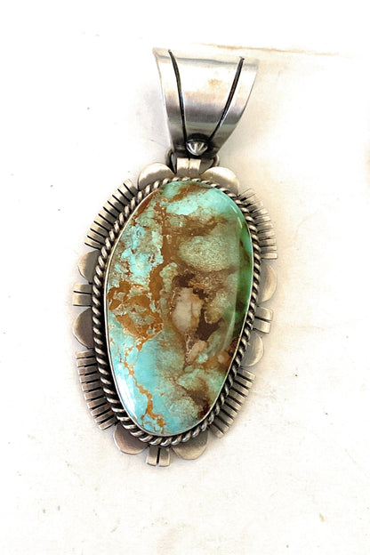 Navajo Royston Turquoise and Sterling Silver Pendant by Russell Sam