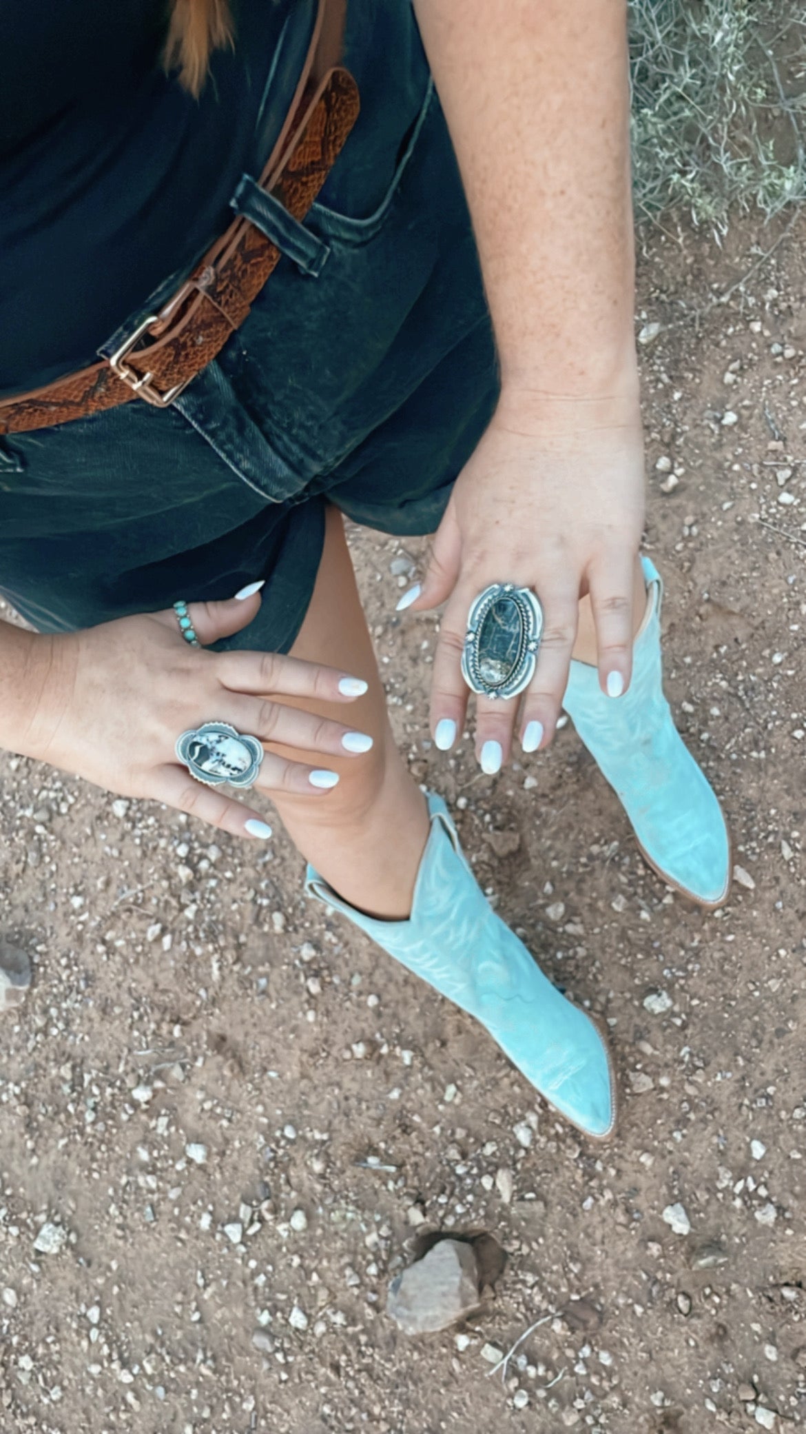 Navajo Sterling Silver And White Buffalo Adjustable Ring