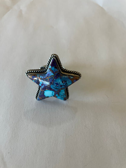 Navajo Purple Dream And Sterling Silver Star Adjustable Ring