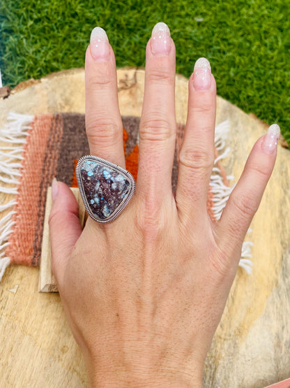 Navajo Golden Hills Turquoise & Sterling Silver Adjustable Ring by Wydell Billie