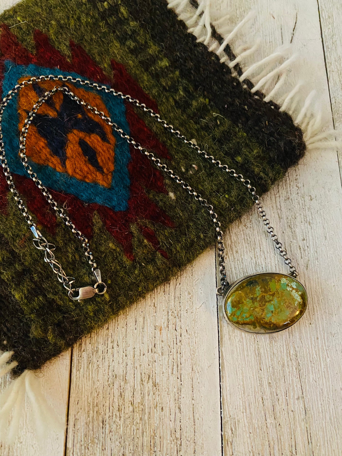 Navajo Sterling Silver & Royston Turquoise Necklace