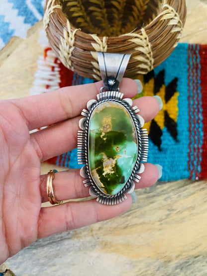 Navajo Royston Turquoise and Sterling Silver Pendant by Russell Sam