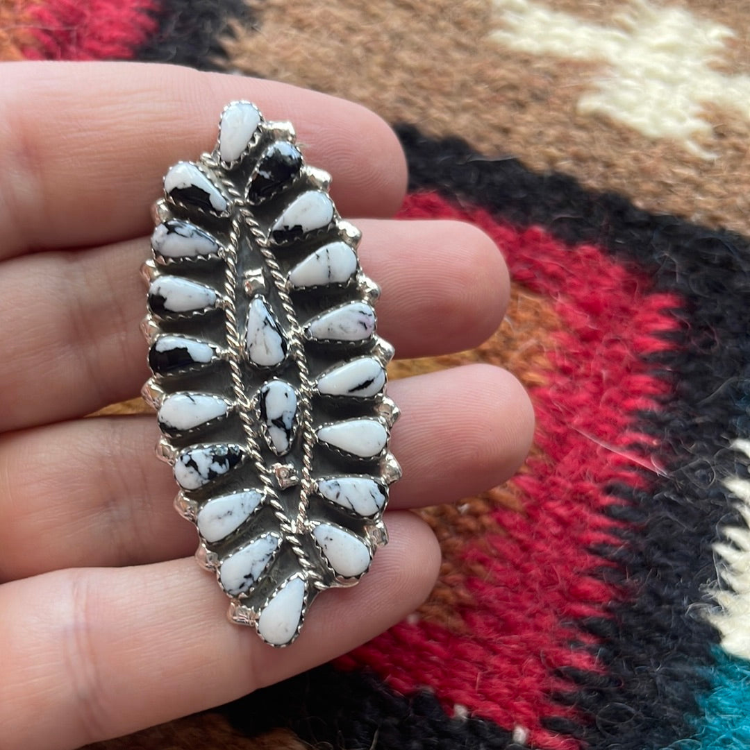 Navajo Sterling Silver & White Buffalo Cluster Ring