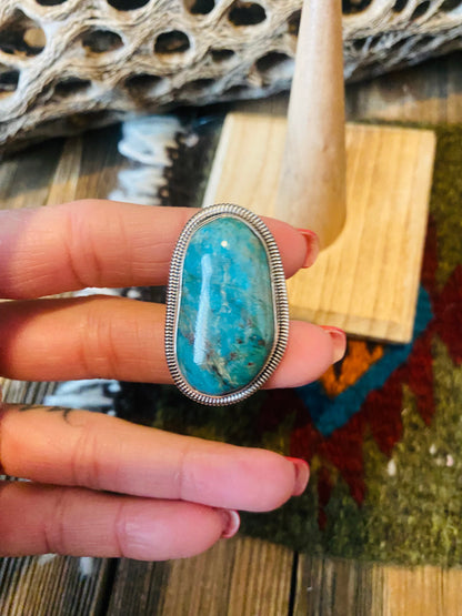 Navajo Gold Canyon Turquoise & Sterling Silver Adjustable Ring by Wydell Billie