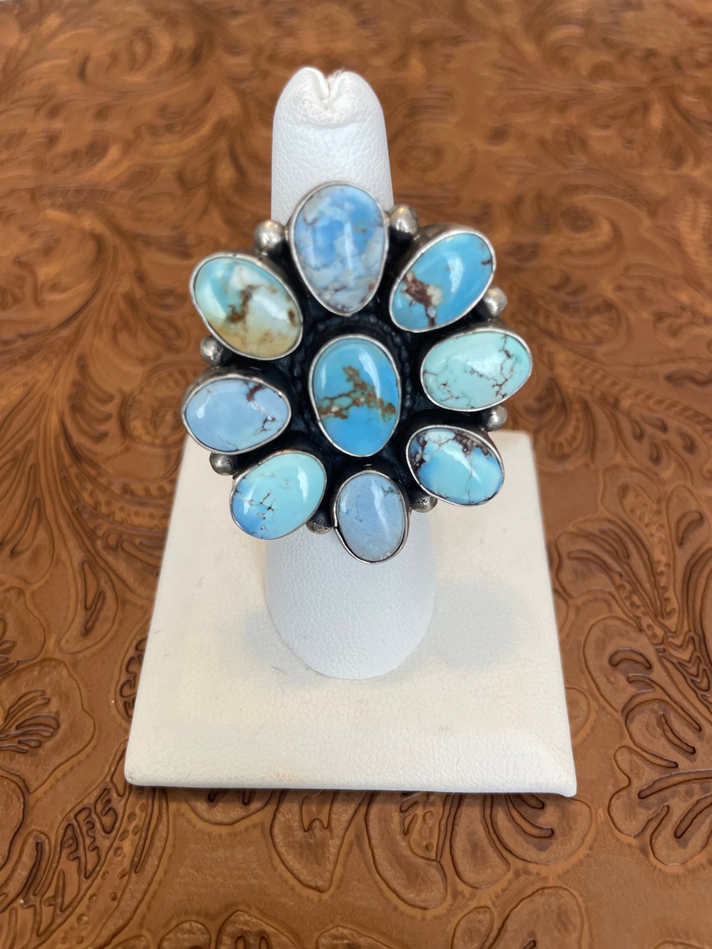 Navajo Golden Hills Turquoise & Sterling Silver Adjustable Ring