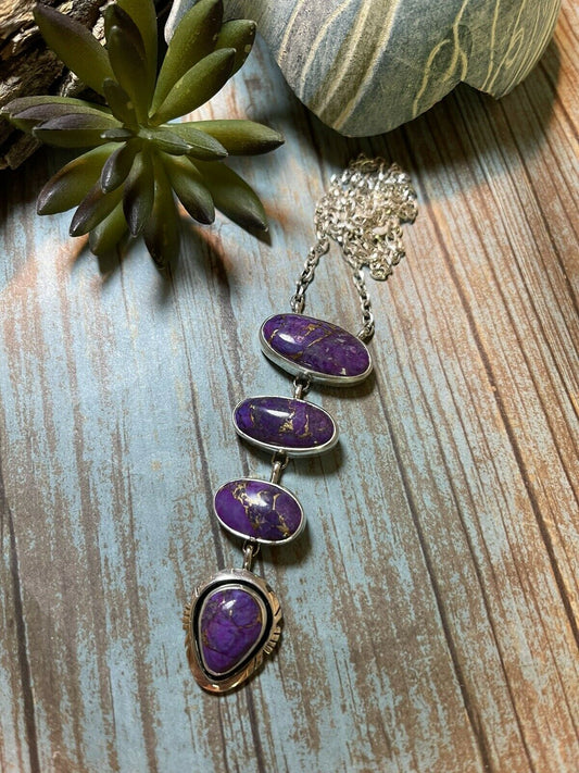 Navajo Purple Dream Mojave & Sterling Silver Lariat Necklace