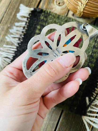 Navajo Sterling Silver & Turquoise Pendant By Chimney Butte