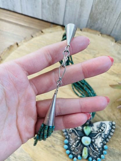 Navajo Sonoran Mountain Turquoise & Sterling Silver  Butterfly Necklace Signed