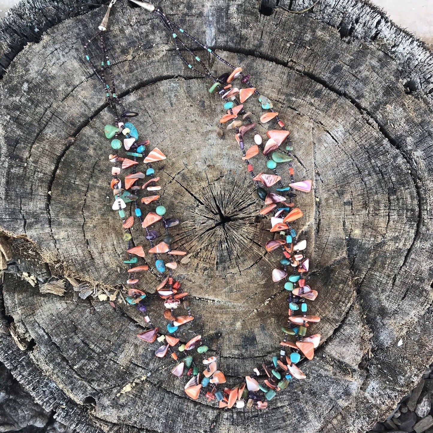 Navajo Multi Stone & Sterling Silver Beaded Necklace