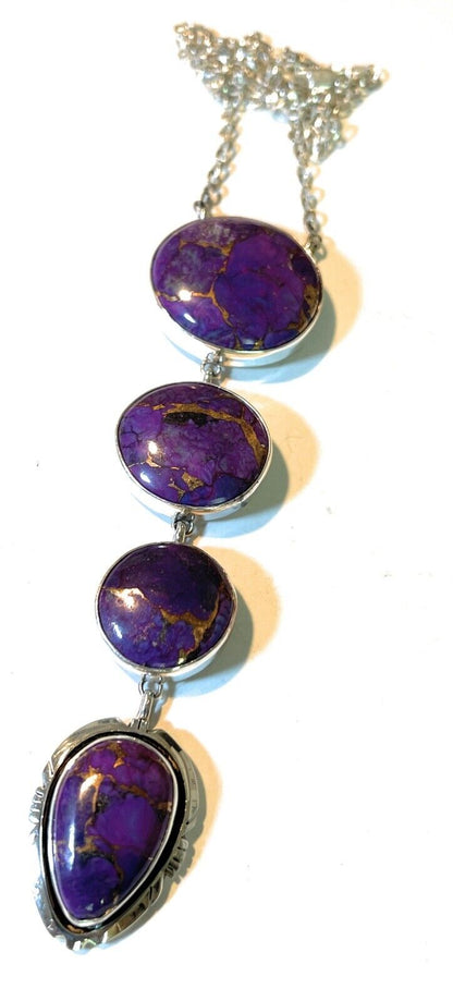 Navajo Purple Dream Mojave & Sterling Silver Lariat Necklace