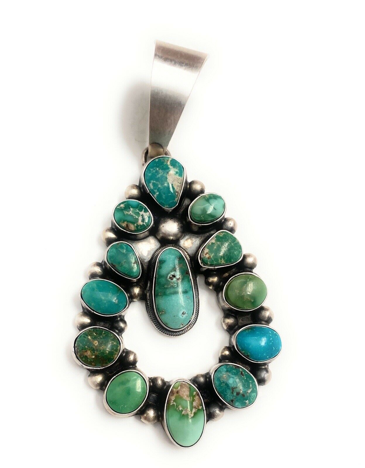 Navajo Sterling Silver & Sonoran Mountain Turquoise Pendant By Kathleen Chavez