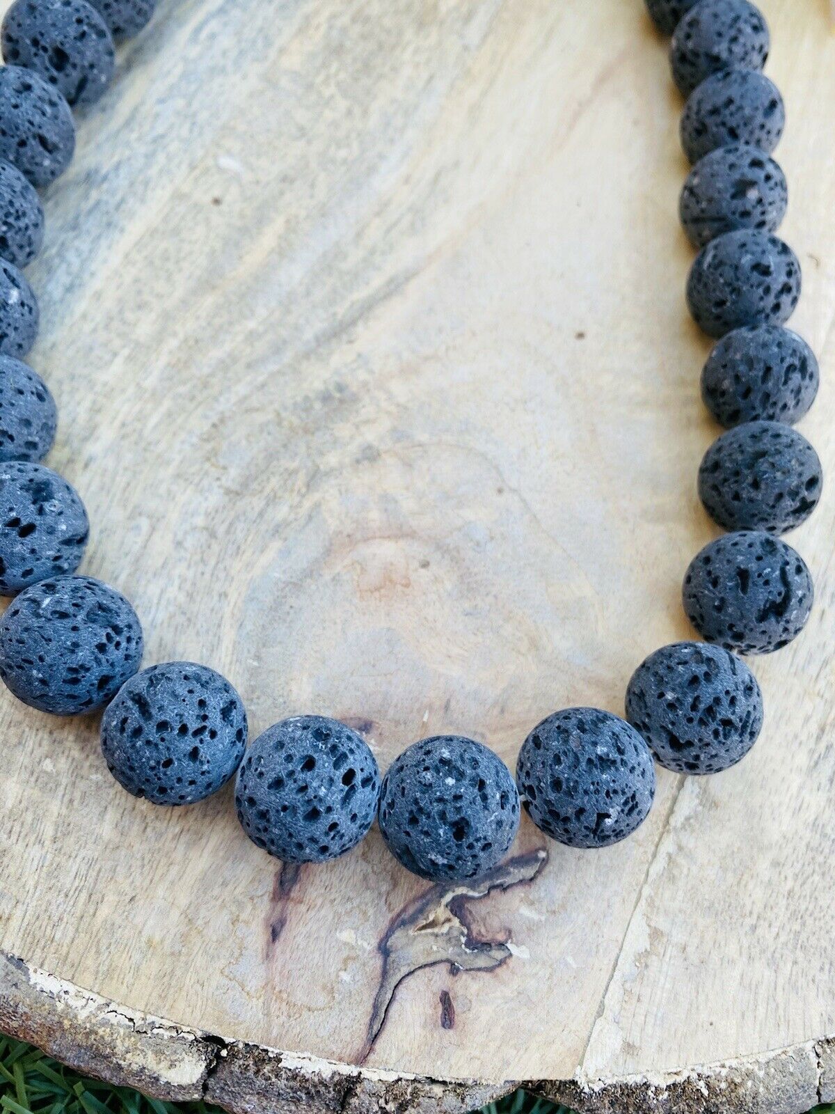 Navajo Lava Rock & Sterling Beaded Necklace