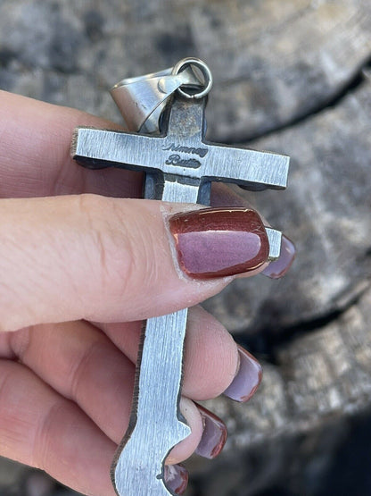 Navajo Sterling Silver Black Onyx and Coral Dragonfly Pendant By Chimney Butte