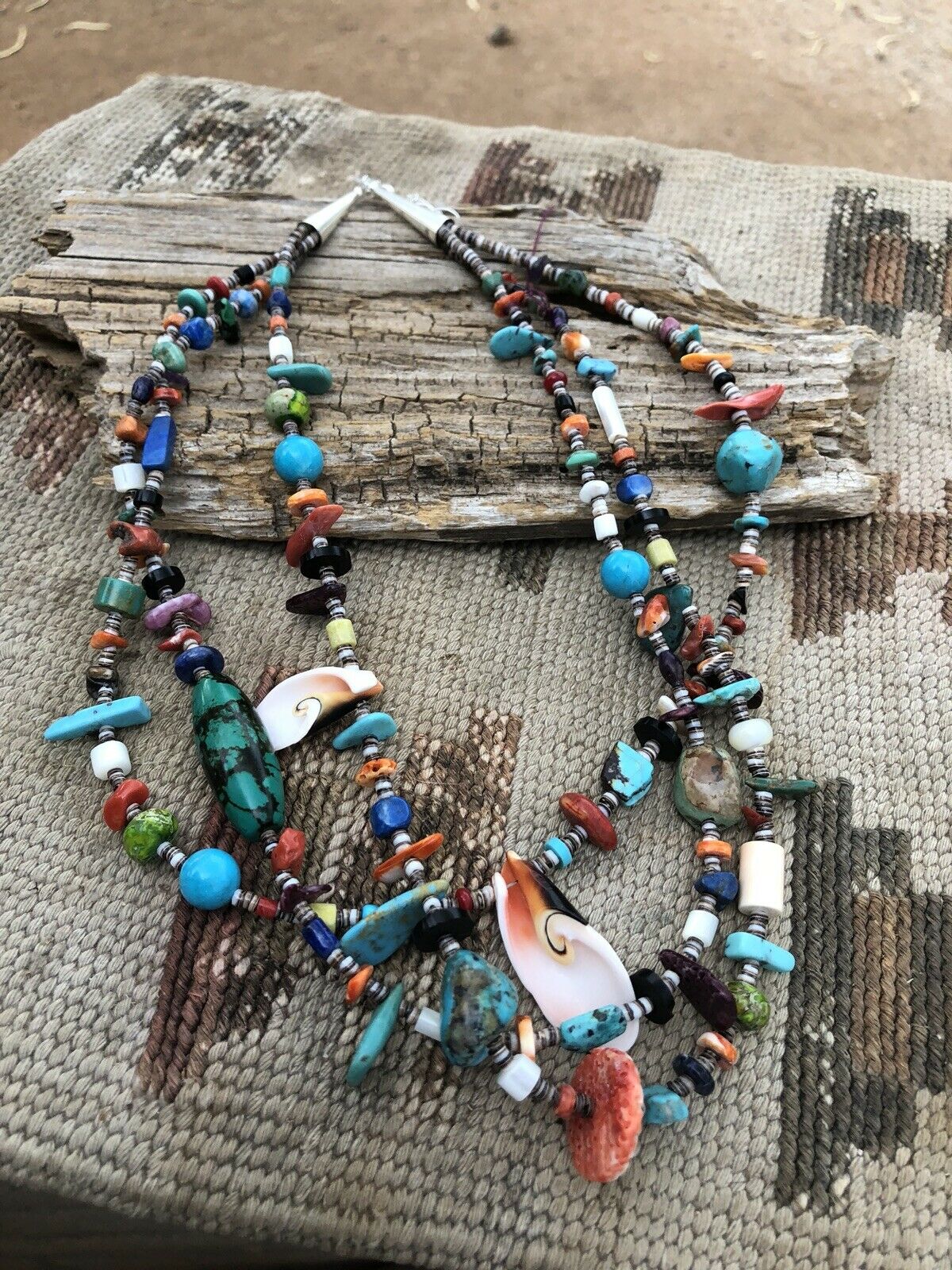 Daniel Coriz Multi Stone & Sterling Silver Beaded Necklace