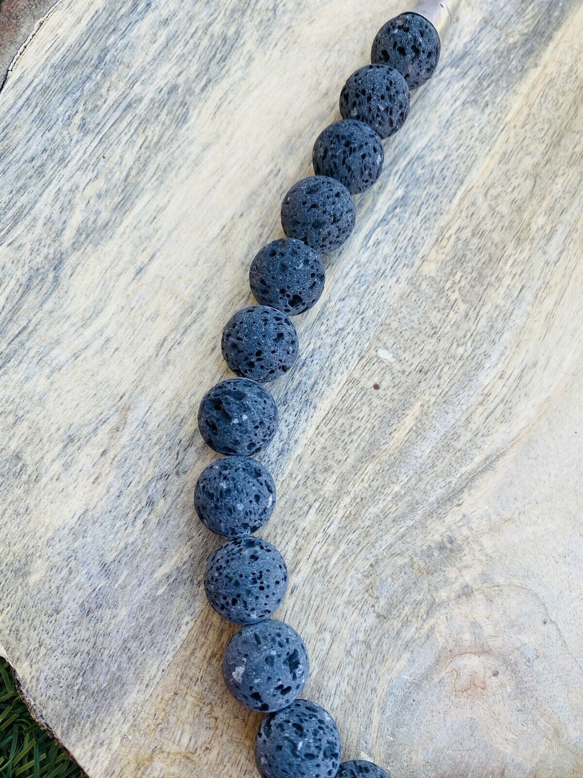 Navajo Lava Rock & Sterling Beaded Necklace