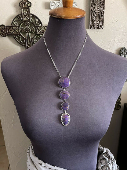 Navajo Purple Dream Mojave & Sterling Silver Lariat Necklace