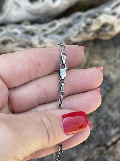 Navajo Orange Spiny Sterling Silver Lariat Necklace