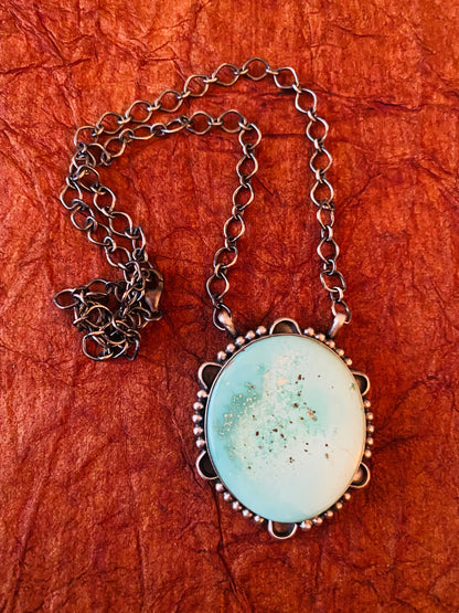 Navajo Sterling Silver & Kingman Turquoise Necklace