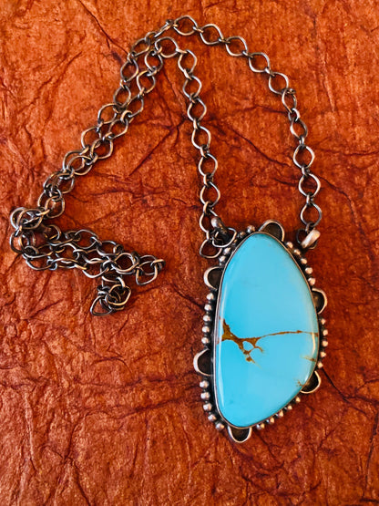 Navajo Sterling Silver & Kingman Turquoise Necklace