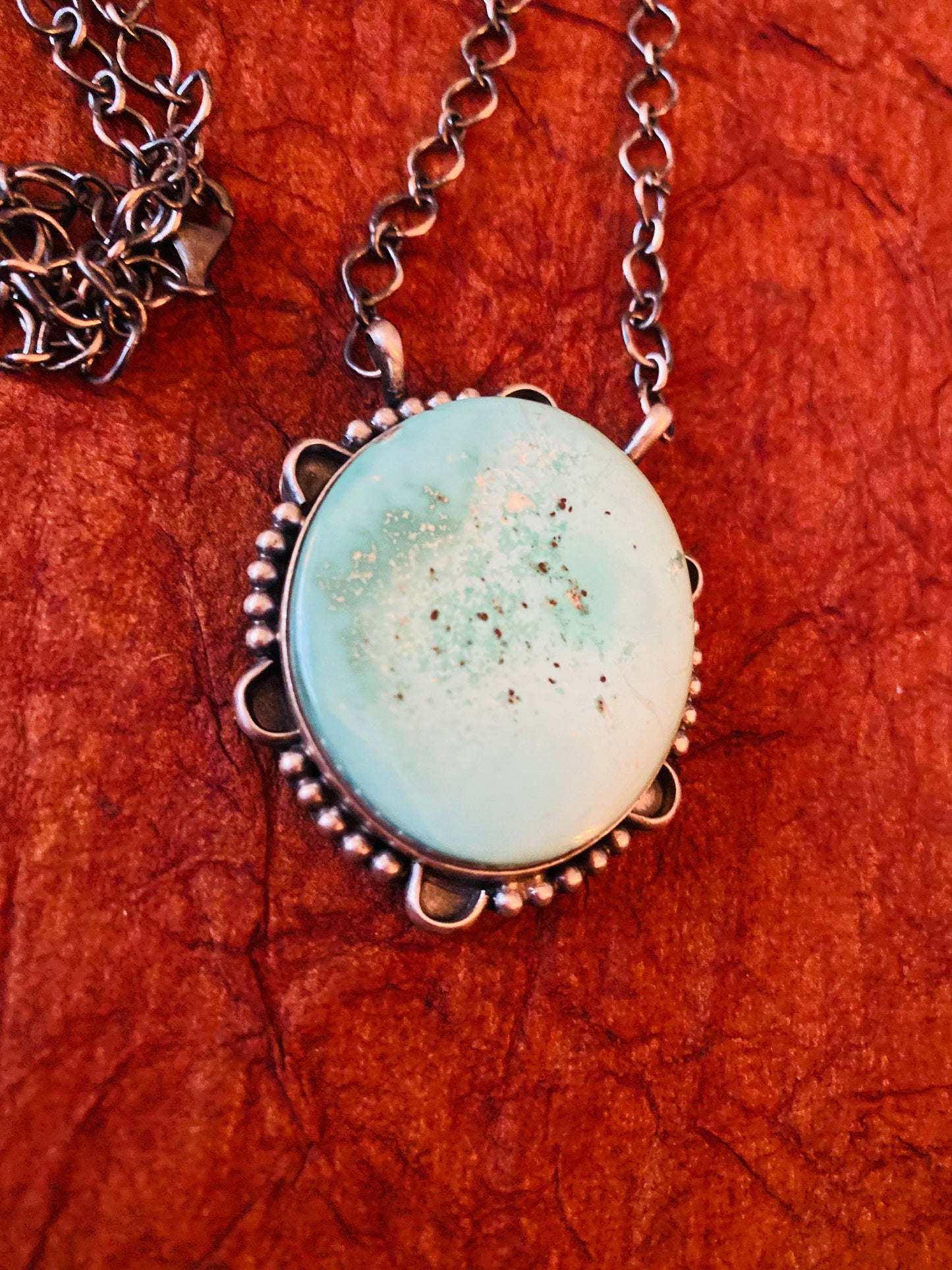 Navajo Sterling Silver & Kingman Turquoise Necklace