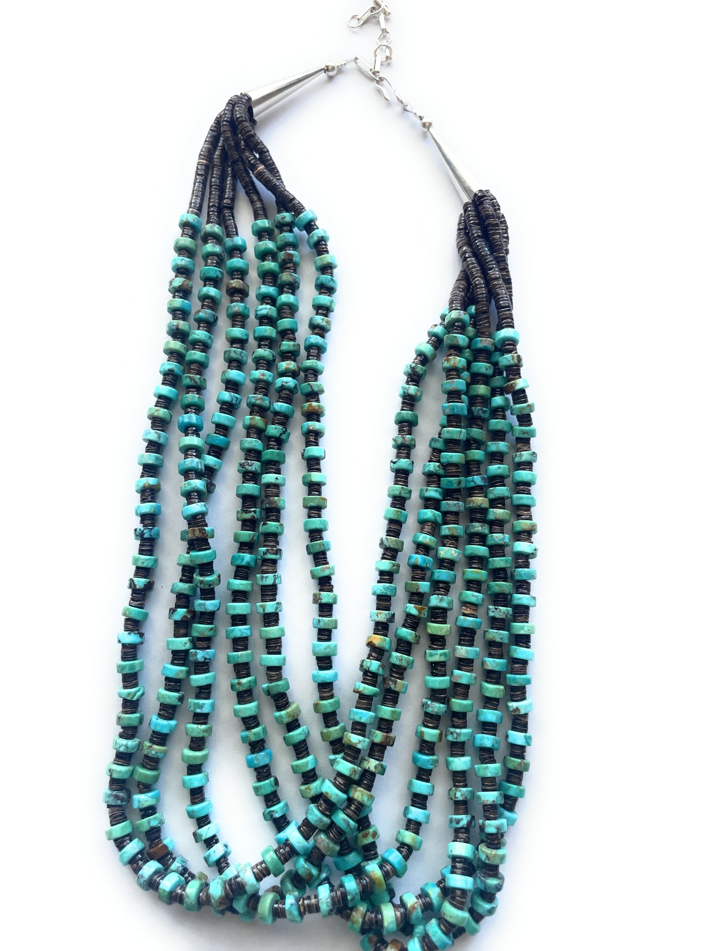 Navajo Turquoise Heishi 6 Strand Beaded Necklace