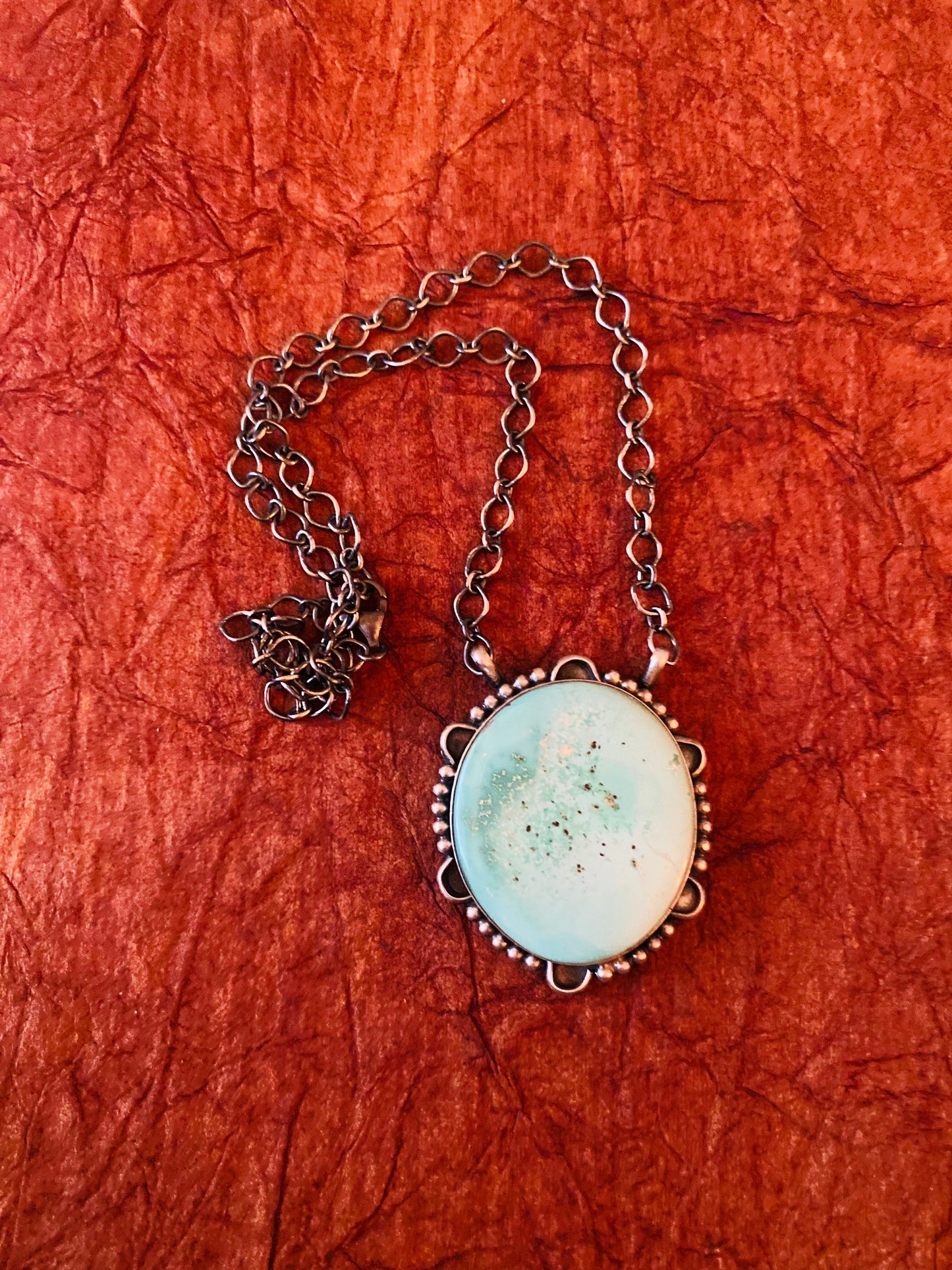 Navajo Sterling Silver & Kingman Turquoise Necklace