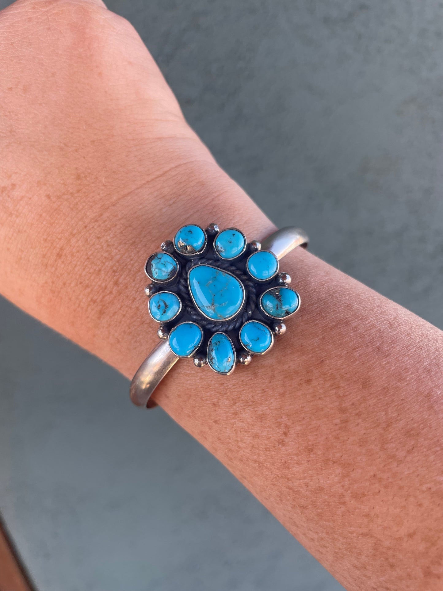 Navajo Sterling Cuff & Turquoise Adjustable Cuff Bracelet Signed