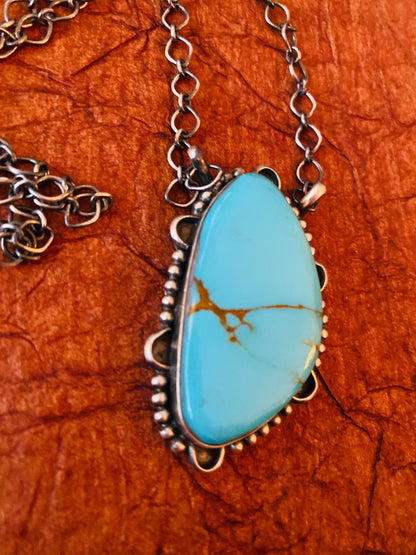 Navajo Sterling Silver & Kingman Turquoise Necklace